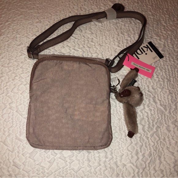 Kipling NWELDORADO Dusty Taupe Nylon Crossbody With Monkey Key Chain NWT - Picture 12 of 16